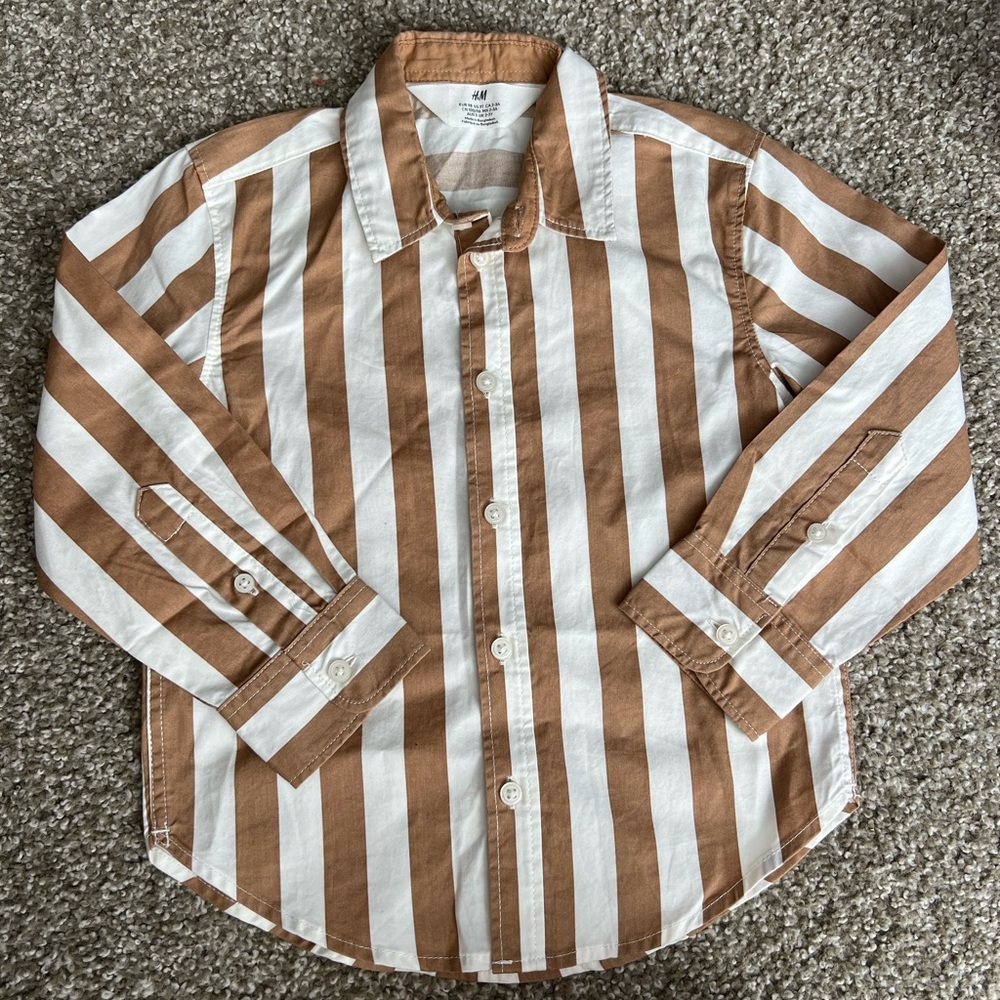 H&M Tan and White Striped Shirt